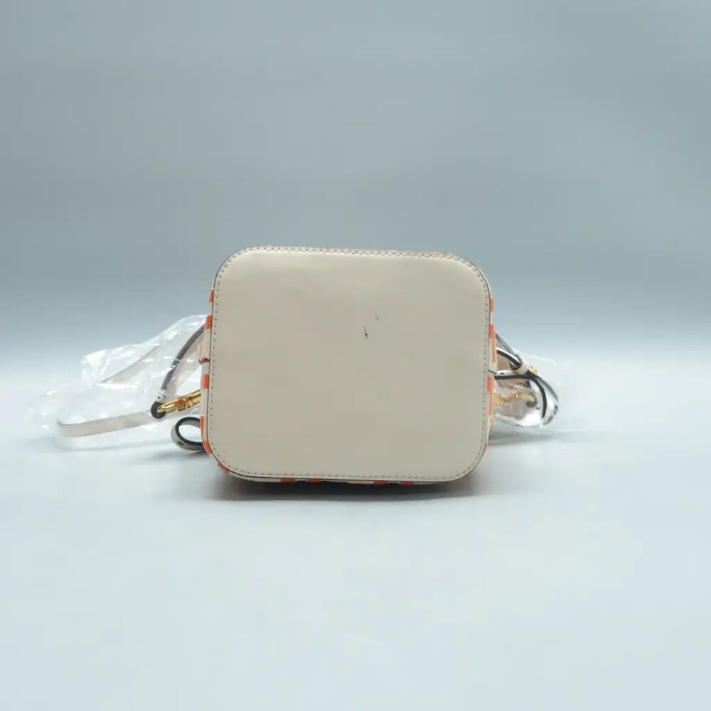 100% Authentic FENDI Mon Tresor Beige&Orange Leather Satchel 999-102424 - Picture 5 of 12